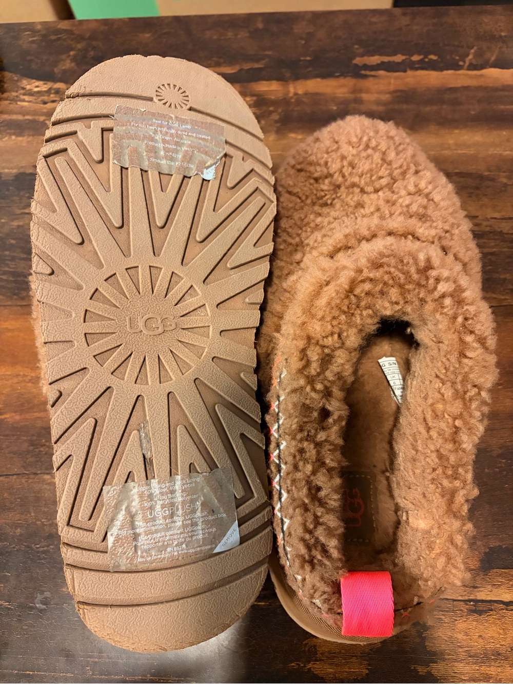 UGG Plush Sherpa Slippers Chestnut Pink Pull Tab NWOT Women’s 8 / EU 39 - Picture 3 of 7